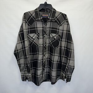 Highland Outfitters Shirt Adult Extra Large Multicolor Plaid Pearl Snap Mens
